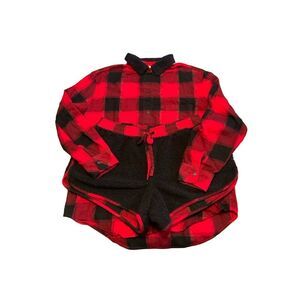 Victoria Secret Red Plaid Top with Fleece Shorts, Set, size Medium‎